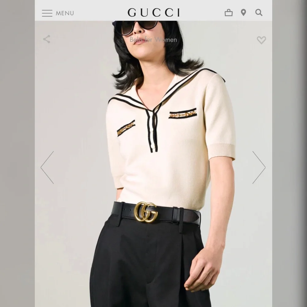 Gucci Black Leather Belt with Gold Double G Buckle
